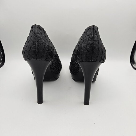 Calvin Klein Kendall Fish Skin Black Heels Size 9 - Picture 6 of 9